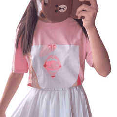 Anime Lips Pink Cotton Tshirt