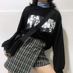 ANIME PATCH BLACK OVERSIZED SWEATSHIRT