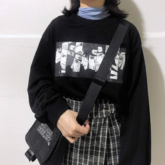 ANIME PATCH BLACK OVERSIZED SWEATSHIRT