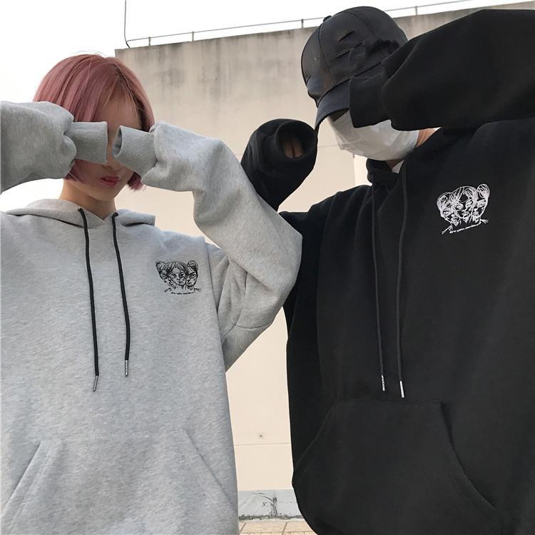 Are You Serious Letters Printed Gray Black Oversized Hoodie