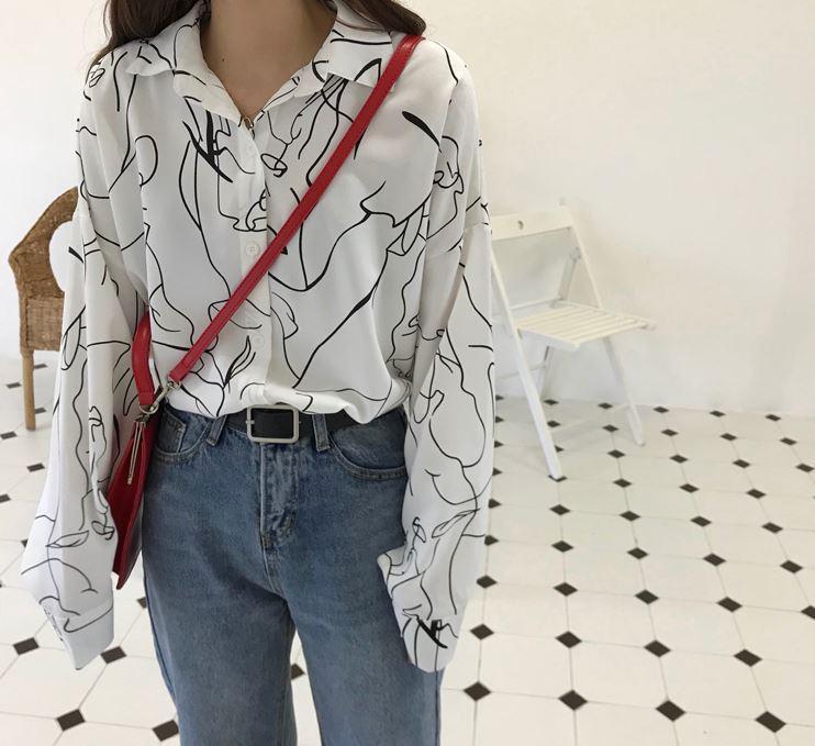 Art Abstract Lines Loose Blouse