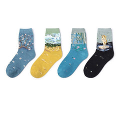 Art Drawings Style Cotton Aesthetic Socks