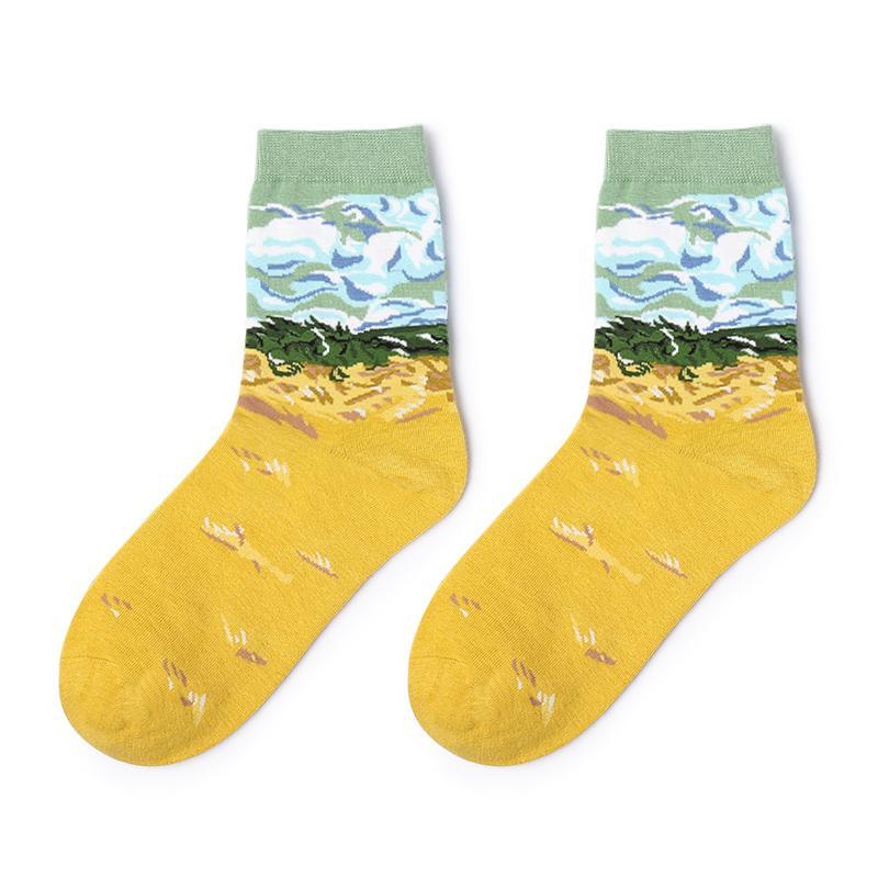 Art Drawings Style Cotton Aesthetic Socks