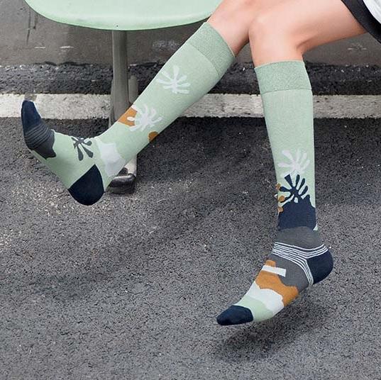 Art Hoe Geometric Patterns Cotton High Socks