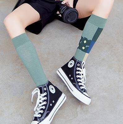 Art Hoe Geometric Patterns Cotton High Socks