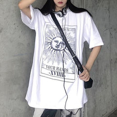 Astrological Sun Print Tumblr Oversized T-Shirt