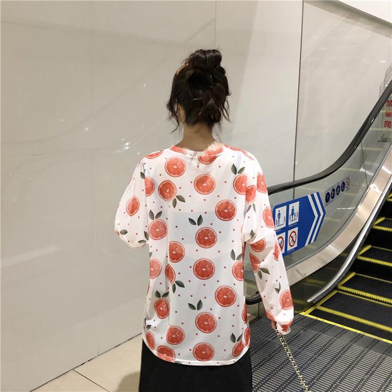 Avocado Grapefruit Print Transparent Light Shirt