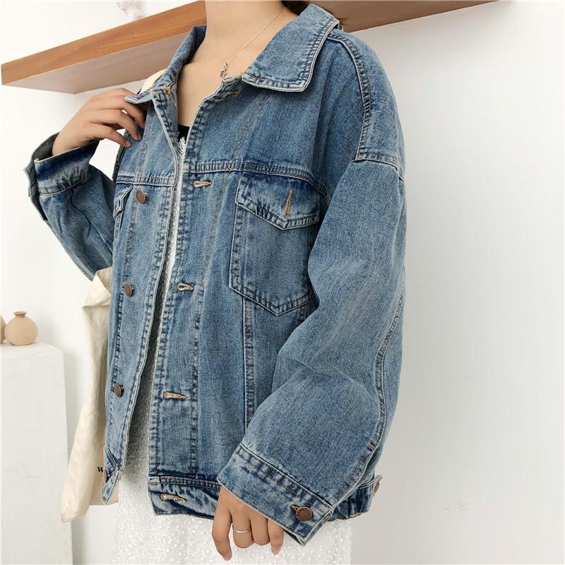 Back Laceup Denim Casual Loose Retro Blue Jacket