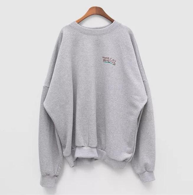 Back Printed Round Neck Loose Sweatshirt