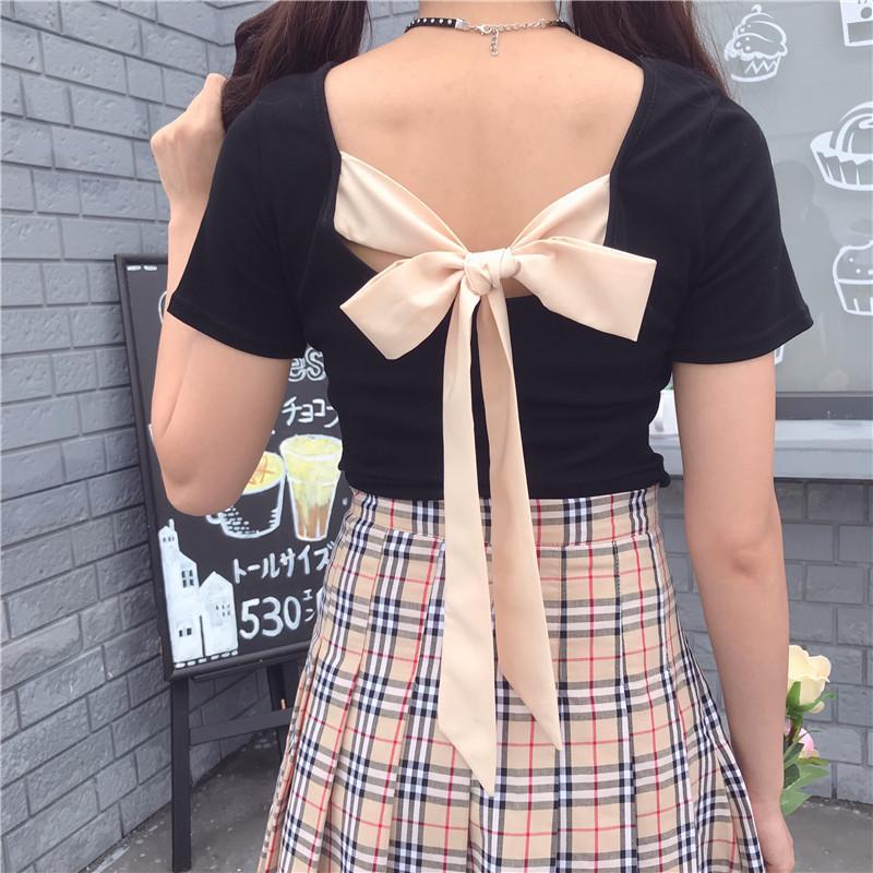 Back Tie Bow Short Sleeve T-Shirt