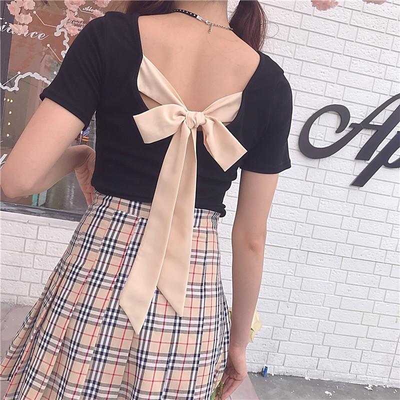 Back Tie Bow Short Sleeve T-Shirt