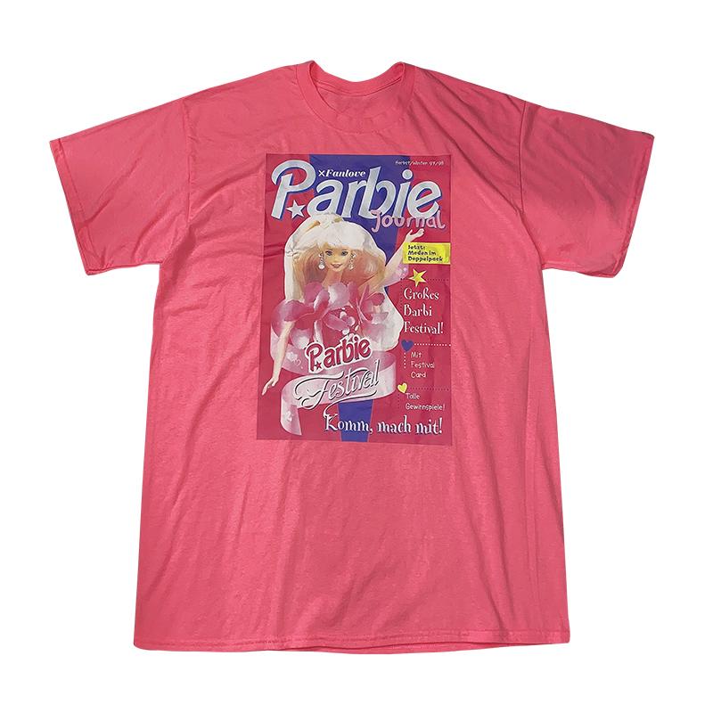 Barbie Print Pastel Aesthetic Oversized Pink T-Shirt