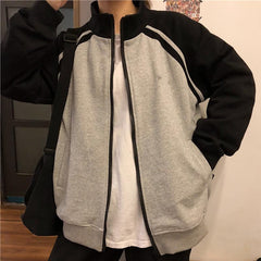 Baseball Uniform Oversized Zpper Sweatshirt