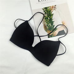 Basic Beige Black Bra With Strappy Back