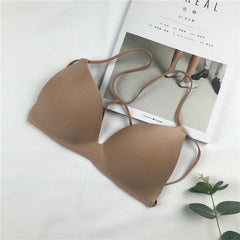 Basic Beige Black Bra With Strappy Back