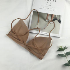 Basic Beige Black Bra With Strappy Back