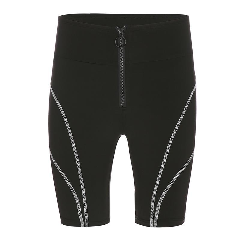 Basic Black Zipper Bike Shorts