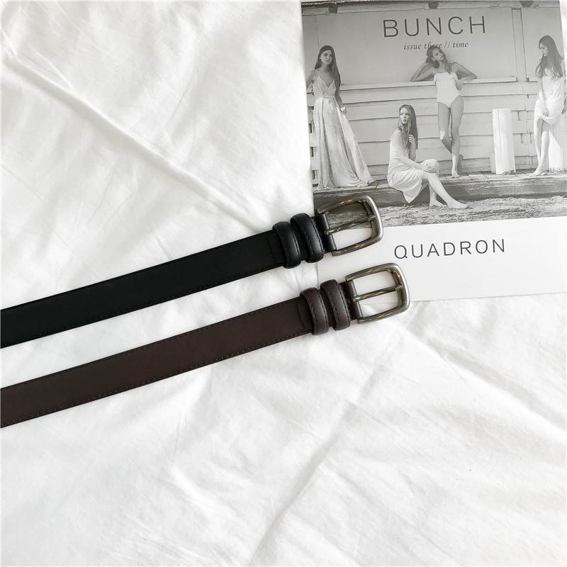 Basic Brown Black Metallic Buckle Unisex Pu Leather Belt