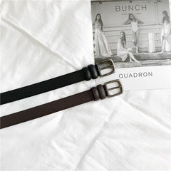 Basic Brown Black Metallic Buckle Unisex Pu Leather Belt