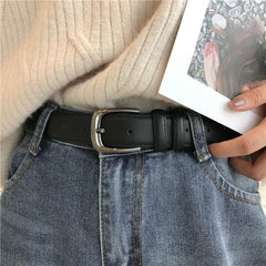 Basic Brown Black Metallic Buckle Unisex Pu Leather Belt