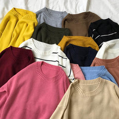 Basic Colors Flat Knit Pullover Sweater