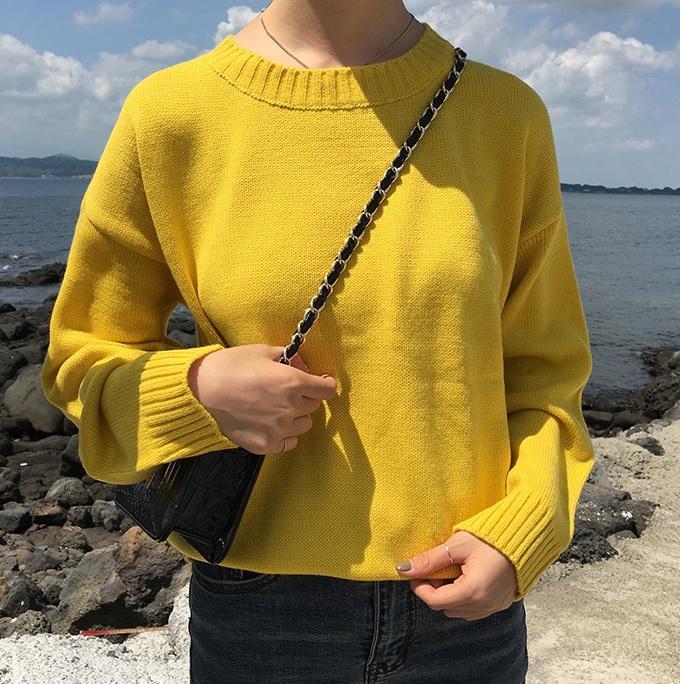 Basic Colors Flat Knit Pullover Sweater