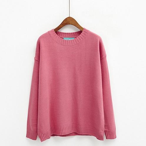 Basic Colors Flat Knit Pullover Sweater