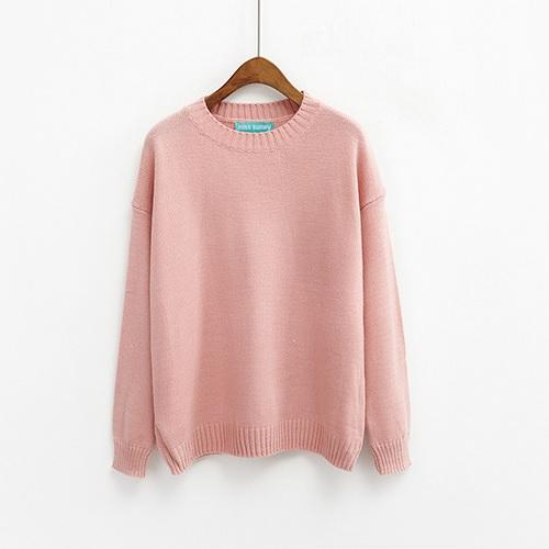 Basic Colors Flat Knit Pullover Sweater