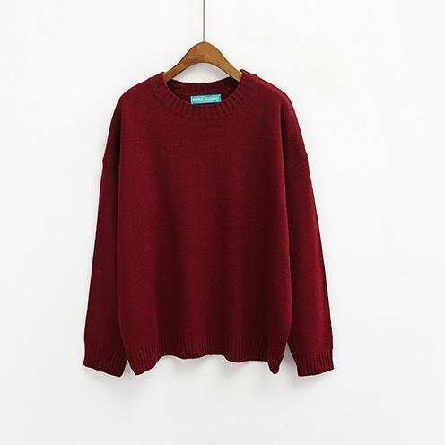 Basic Colors Flat Knit Pullover Sweater