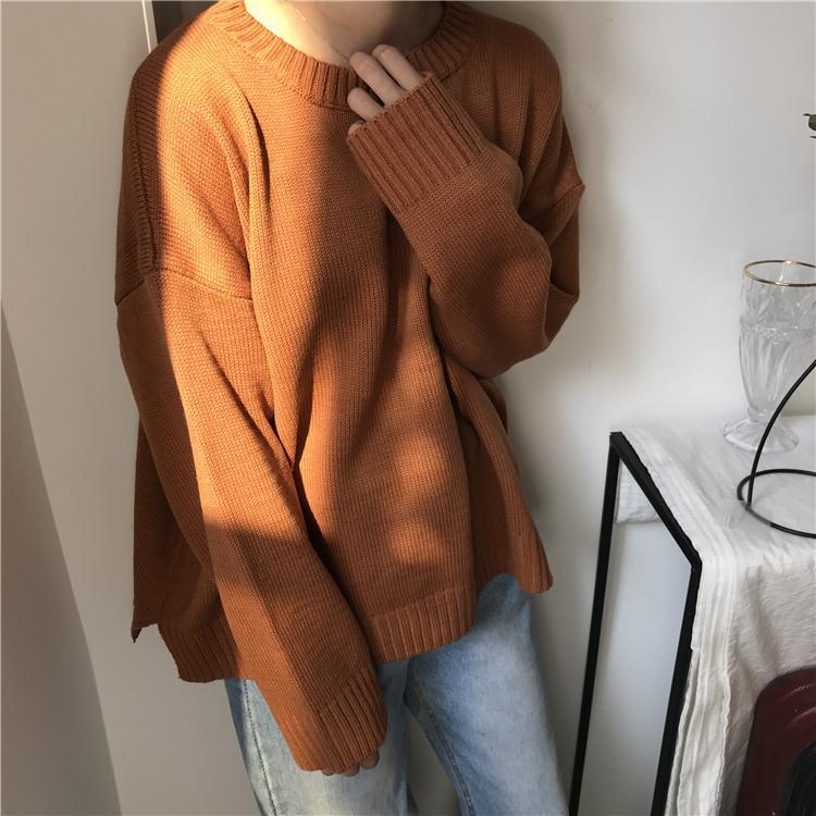 Basic O-Neck Knitted Oversized Sweater