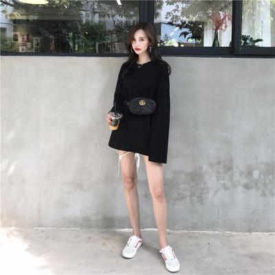 Basic Round Neck Solid Color Oversized Long Sleeve T-Shirt