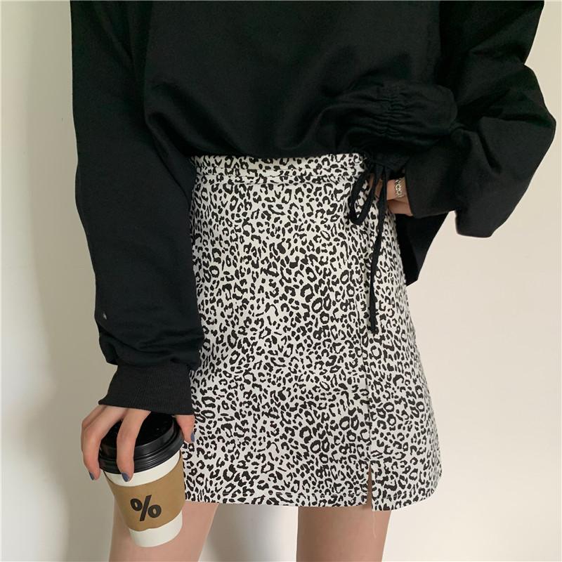 Basic Side Drawstring Sweatshirt + Leopard Short Skirt