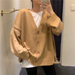 Basic Solid Colors Korean Aesthetic Knitted Cardigan