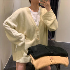 Basic Solid Colors Korean Aesthetic Knitted Cardigan