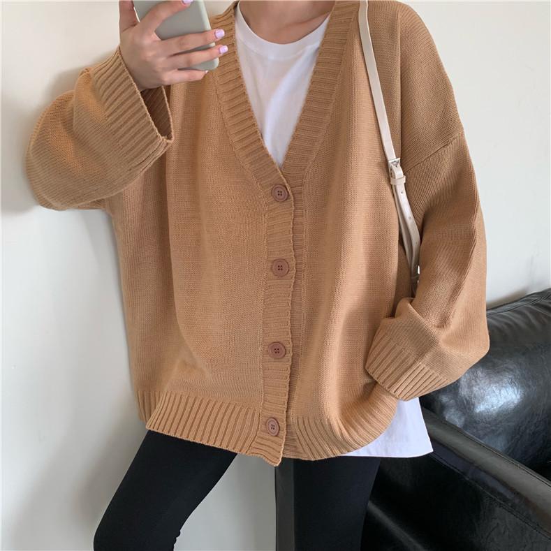 Basic Solid Colors Korean Aesthetic Knitted Cardigan