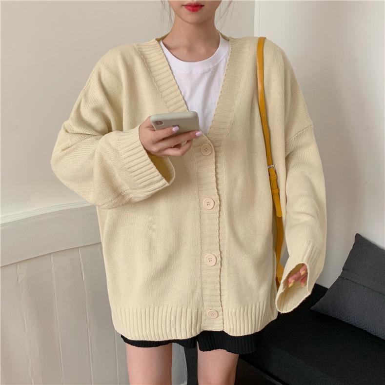 Basic Solid Colors Korean Aesthetic Knitted Cardigan