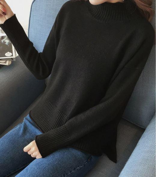 Basic Solid Colors O-Neck Knitted Pullover Sweater