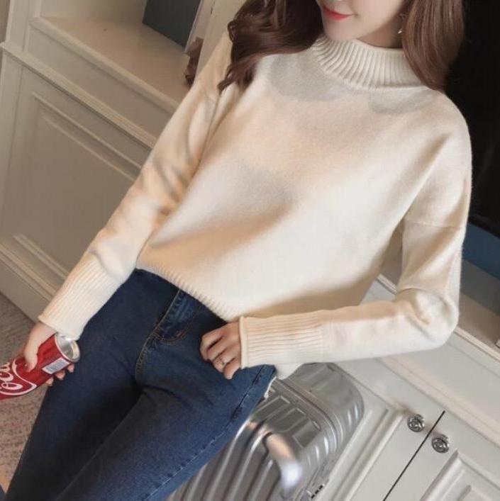 Basic Solid Colors O-Neck Knitted Pullover Sweater