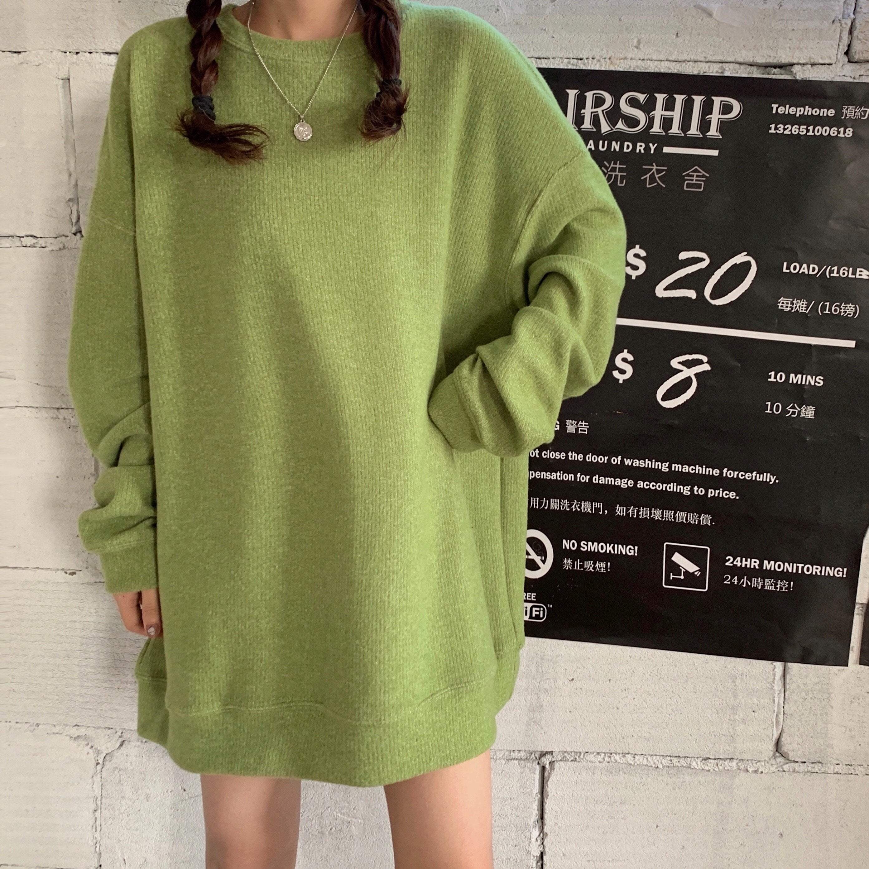 Basic Solid Colors Round Neck Loose Knitted Pullover