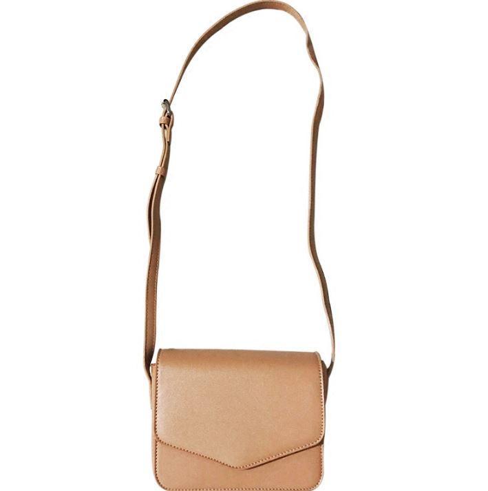 Basic Square Flap Leather Pu Beige Black Shoulder Bag