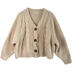 Beige Cozy Oversized Cable Knit Cardigan