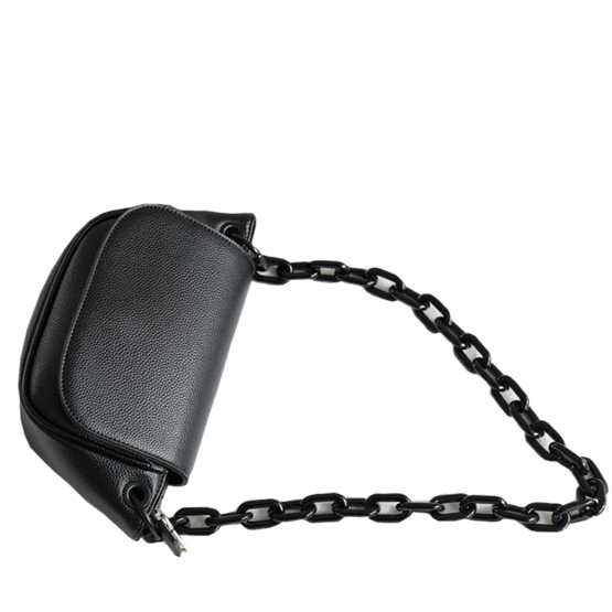 Black Acrylic Chain Pu Leather Shoulder Bag