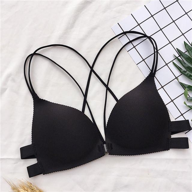 Black And Beige Strappy Basic Colors Bra