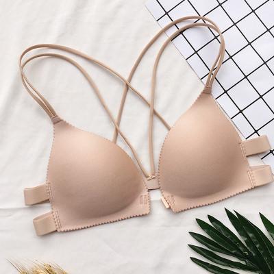 Black And Beige Strappy Basic Colors Bra