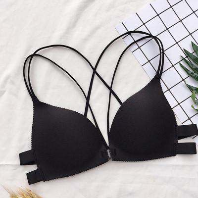 Black And Beige Strappy Basic Colors Bra