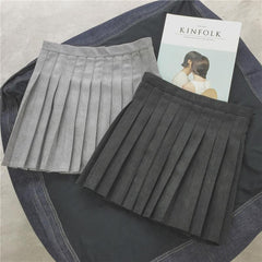 Black And Gray Cotton Pleated Hidden Shorts Skirt