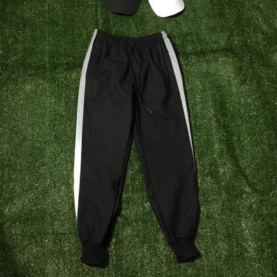 Black And White Elastic Waist Reflective Pants