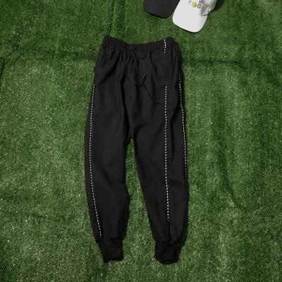 Black And White Elastic Waist Reflective Pants