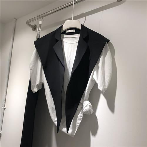 Black Beige White Tuxedo Lapel Elegant Cape