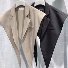 Black Beige White Tuxedo Lapel Elegant Cape